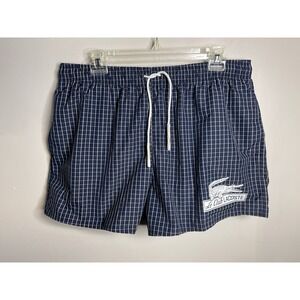 Lacoste Men's Swimming Trunks Club Lacoste Logo Quick Dry Pockets Navy Blue Sz L
